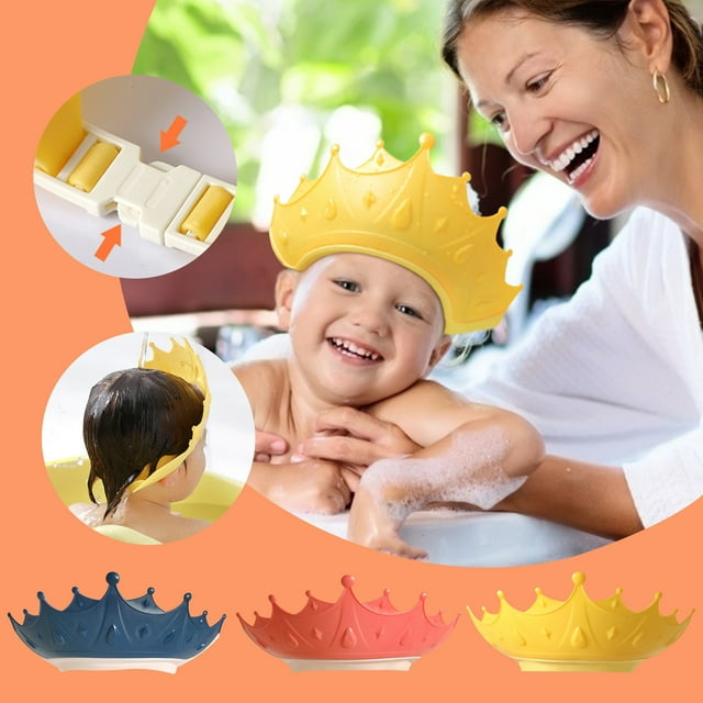 Baby Shower Cap with Ear Protection - Adjustable Waterproof Bathing Hat for Infants & Toddlers 6+ Months, Soft PP/TPE Design for Haircuts, Beach, and Shampoo Time