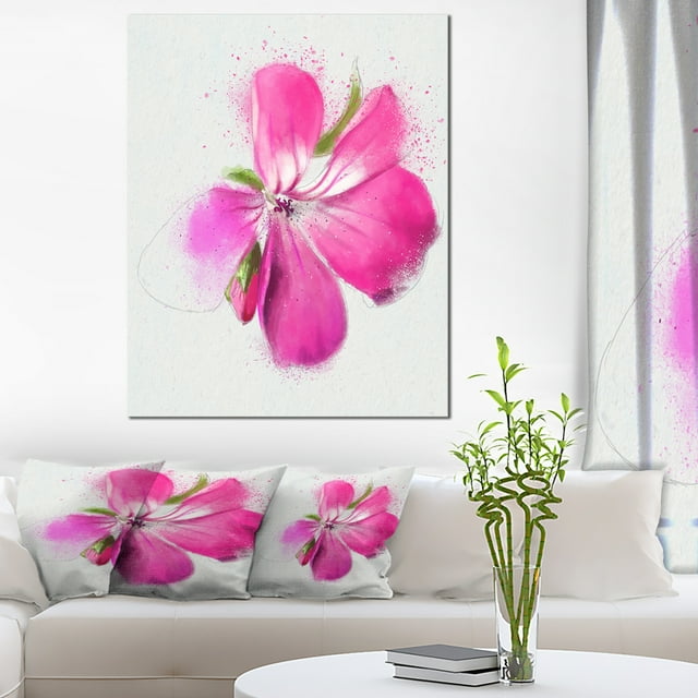 Full Bloom Pink Flower Watercolor - Floral Canvas Art Print