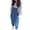 Blue, variant on Girls' Roll Cuff Cropped Denim Overalls, Adjustable Button Straps & Dual Front Pockets in Two Washed Shades for City Shopping and Casual Street Wandering Blue 100