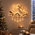 thumbnail image 4 of Diceymbol Lighted Nativity Wall Hanging Sign, Holy Birth Manger Wall Decor with Warm LED Lights and Snowflake Pendants for Christmas Home Decoration, 4 of 6