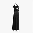 thumbnail image 4 of ZEHJUHAN Women's V-Neck Sleeveless Slit Maxi Sexy Back Tie A-Line Flowy Beach Dress For Summer Vacation Black，M, 4 of 15