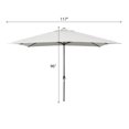 Jordan Manufacturing 8' Black and White Stripe Rectangular Folding Patio Umbrella with Crank