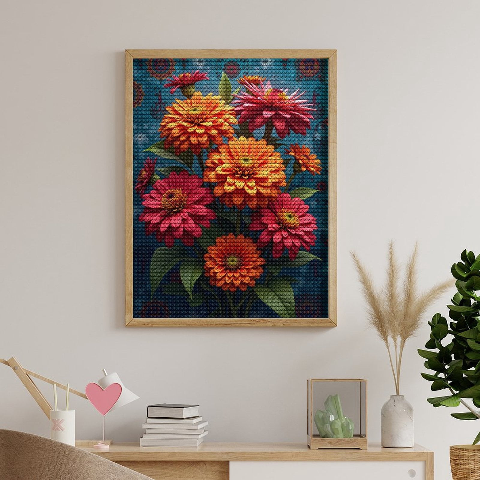 Diamond Art Kits for Adults - Vibrant Floral Arrangement In Bloom 5d Diamond Painting for Adults, Diamond Art for Adults Beginners, Frameless Diamond Painting Kits for Adults for Home Wall Decor