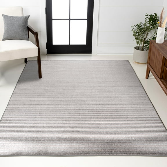 JONATHAN Y CARMEL 5 x 8 Area Rug, Cole Minimalist Pinstripe - Dark Silver/White, CAR101E-5