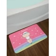thumbnail image 2 of Retro Bath Mat, Hand Drawn Little Ballerina Girl Doing Pique Turns on a Rainbow Colored Stage, Plush Bathroom Decor Mat with Non Slip Backing, 29.5" X 17.5", Multicolor, by Ambesonne, 2 of 2