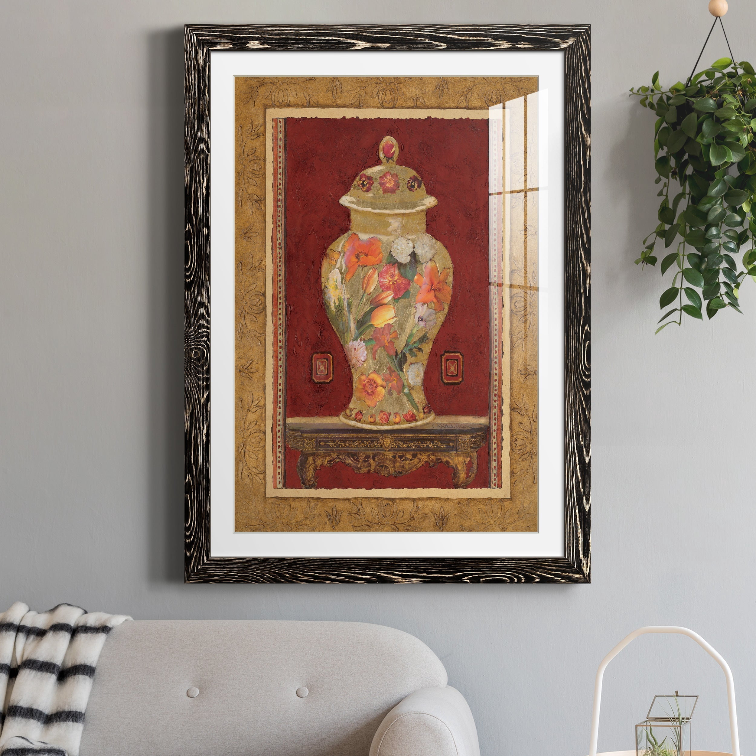 Romantic Urn II - Premium Framed Print - Distressed Barnwood Frame - Ready to Hang