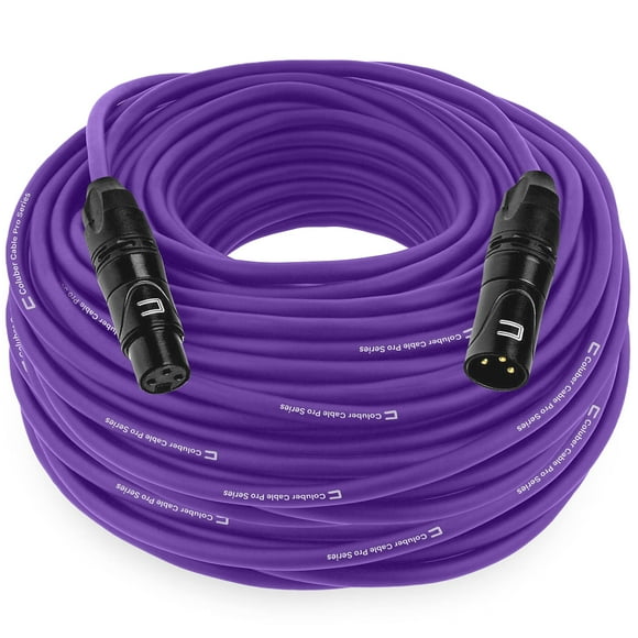 Balanced XLR Cable Male to Female - 100 Feet Purple - Pro 3-Pin Microphone Connector for Powered Speakers, Audio Interface or Mixer for Live Performance & Recording