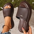 thumbnail image 3 of Rokment Women's Platform Chunky Backless Sandals 2026 Trendy Leather Chunky Wedge Mid Heels Slip on Slides Comfortable Casual Walking Slippers for Indoor Outdoor Brown Size 7.5, 3 of 8