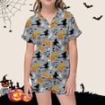 thumbnail image 2 of TIEVOSA Ensemble Pyjama pour Enfants, Imprimé Halloween, Haut Boutonné à Manches Courtes, Short, 3 à 13 Ans, 2 of 4