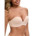 thumbnail image 4 of INSPIRE CHIC Women's Deep V Strapless Wireless Demi Bandeau Lace Thin on Top Thick on Bottom Push-Up Tube Bra 34B Light Beige, 4 of 4