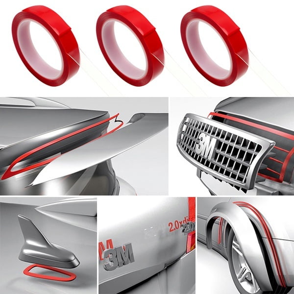 Red Double Sided Adhesive Tape High Strength Acrylic Gel Transparent Car Fix 4H 