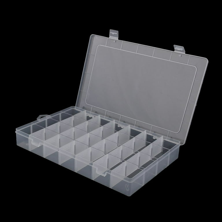 28-Grid Plastic Adjustable Jewelry Organizer Box Storage Container Case  with Removable Dividers 
