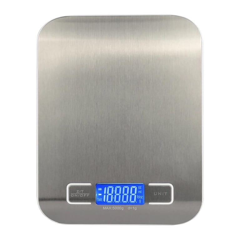 Digital Food Scale - 11lb/500g Capacity, 6 Units (g/kg/lb/oz/ml), 1g/0.05oz Accuracy, Stainless Steel, LCD Display