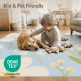 thumbnail image 4 of ODIKA 4'x6' Blue White Soft Blossom Elegance Washable Area Rug Charming Floral Pattern with Serene Visual Harmony for Bedroom, Reading Nook, Pet Friendly & Non-Shedding, 4 of 7