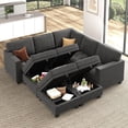 thumbnail image 2 of HONBAY Modern 100% Polyester Fiber Reclining Convertible Sleeper Sofa Bed, Grey, 2 of 7