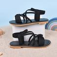 thumbnail image 5 of TOWED22 Girls Sandals Open Toe Summer Flats Dress Sandals Shoes Toddler/Little Kid/Big Kid Black,12, 5 of 6