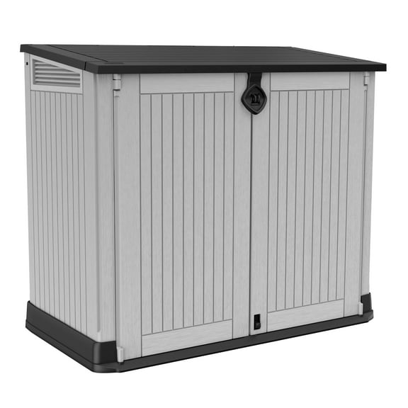 Keter S.I.O Midi 4.3' x 2.3' x 3.7' Horizontal Resin Outdoor Storage Shed with Durable Floor, Grey