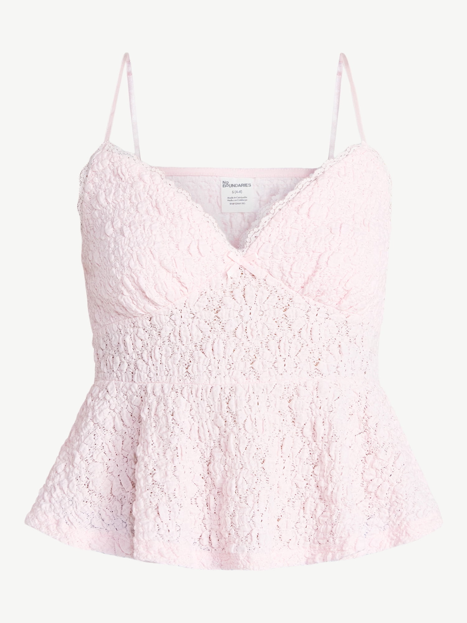 No Boundaries Peplum Lace Cami Top, Women’s XXS-XXL
