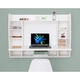 thumbnail image 3 of Versatile Wall Mount Floating Computer Desk - Stylish and Space-Saving Writing Study Table with Shelves - Ideal for Living Room, Bedroom, and Home Office, White, 3 of 5