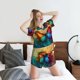 thumbnail image 5 of Fotbe Vibrant Rainbow Butterfly A Conjunto de Pijama Estampado para Mujer, 2 Piezas, Ropa de Dormir con Camiseta de Manga Corta y Shorts Suaves-Small, 5 of 6