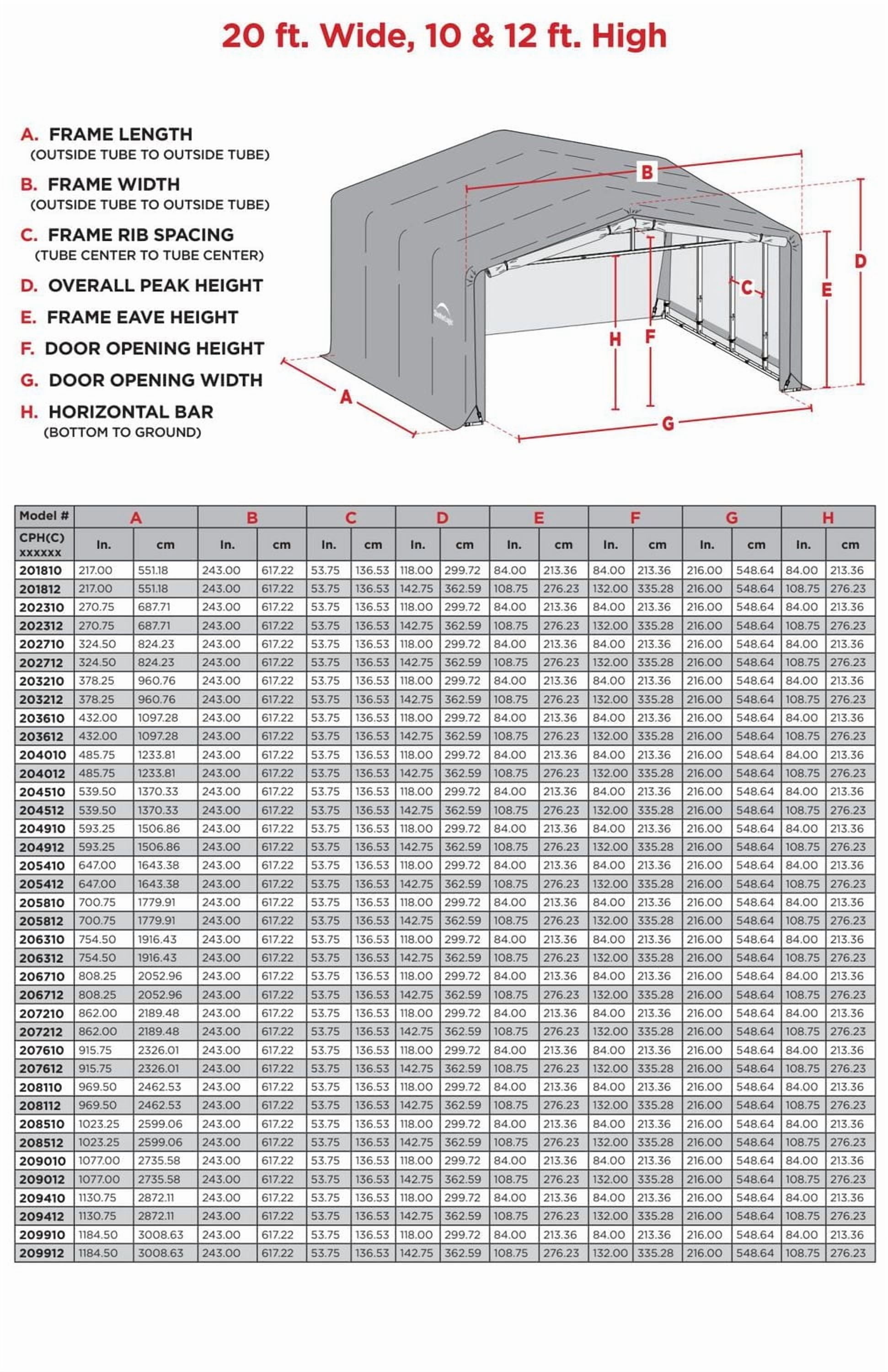 ShelterTube Wind and Snow-Load Rated Garage, 20x23x12 Gray