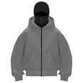 thumbnail image 5 of BRGZLK Boys Coat Winter Solid Color Casual Sports Long Sleeve Double Hood Hoodie Casual Zipper Cardigan with Pockets Outwear for Kids Gray 12-13 Years, 5 of 5