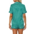 thumbnail image 3 of Conjuntos de pijama para mujer INSPIRE CHIC, camiseta de manga corta con botones y pantalones cortos, conjuntos de lounge, L a rayas azules, 3 of 6
