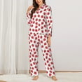 thumbnail image 2 of Daiia Cartoon Strawberry for Women's Long-Sleeved Pajama Set – Soft & Comfortable Sleepwear Button-Up Pajamas Cozy Lounge Wear-Large, 2 of 7
