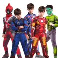 thumbnail image 2 of Disfraz de superhéroe Spider Man, Capitán América, Iron Man, Thor, Hulk, Batman, mono musculoso para niños, fiesta de Halloween, 2 of 5