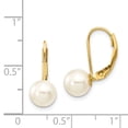 thumbnail image 3 of Real 14kt Yellow Gold 7-8mm White Round Saltwater Akoya Cultured Pearl Leverback Earrings; for Adults and Teens; for Women and Men, 3 of 3