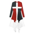 thumbnail image 6 of inhzoy Womens Asymmetrical Liturgical Praise Dance Dress Color Block Worship Church Tunic Long Sleeve Lyrical Dancewear Red&Black S, 6 of 7