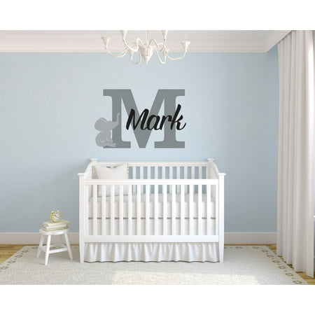 - Personalized Name Vinyl Decal Sticker Custom Initial Wall Art Elephant Unisex Boy Girl Nursery Room Removable Decor Art 16 Inches X 20 Inches