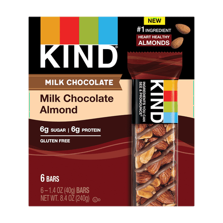 KIND Bars Milk Chocolate Almond Gluten Free - 1.4 oz 6 Snack Bars