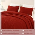 thumbnail image 5 of Whale Flotilla 2-Piece Twin Quilt Set, Soft Embossed Bedding Set, Lightweight Bedspread Coverlet with Damask Vintage Pattern, Reversible Bed Cover for All Seasons, Red, 5 of 7