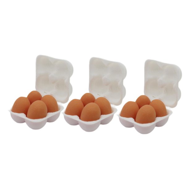 Bandeja para huevos en miniatura para casa de muñecas, realista, 1:12, accesorios prácticos para casa de muñecas, huevo Blanco