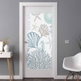 thumbnail image 3 of Non-Adhesive Static Cling Window Tint, Light Blue Teal Coastal Window Privacy Film Frosted, Summer Beach Coral Shell Ocean Insulated Windows Frosted Films for Living room, 35.4 x 78.7 Inches, 3 of 9