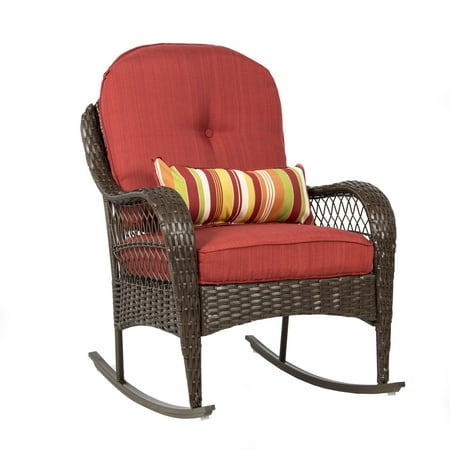 Wicker Rocking Chair Patio Porch Deck Furniture All Weather Proof W/