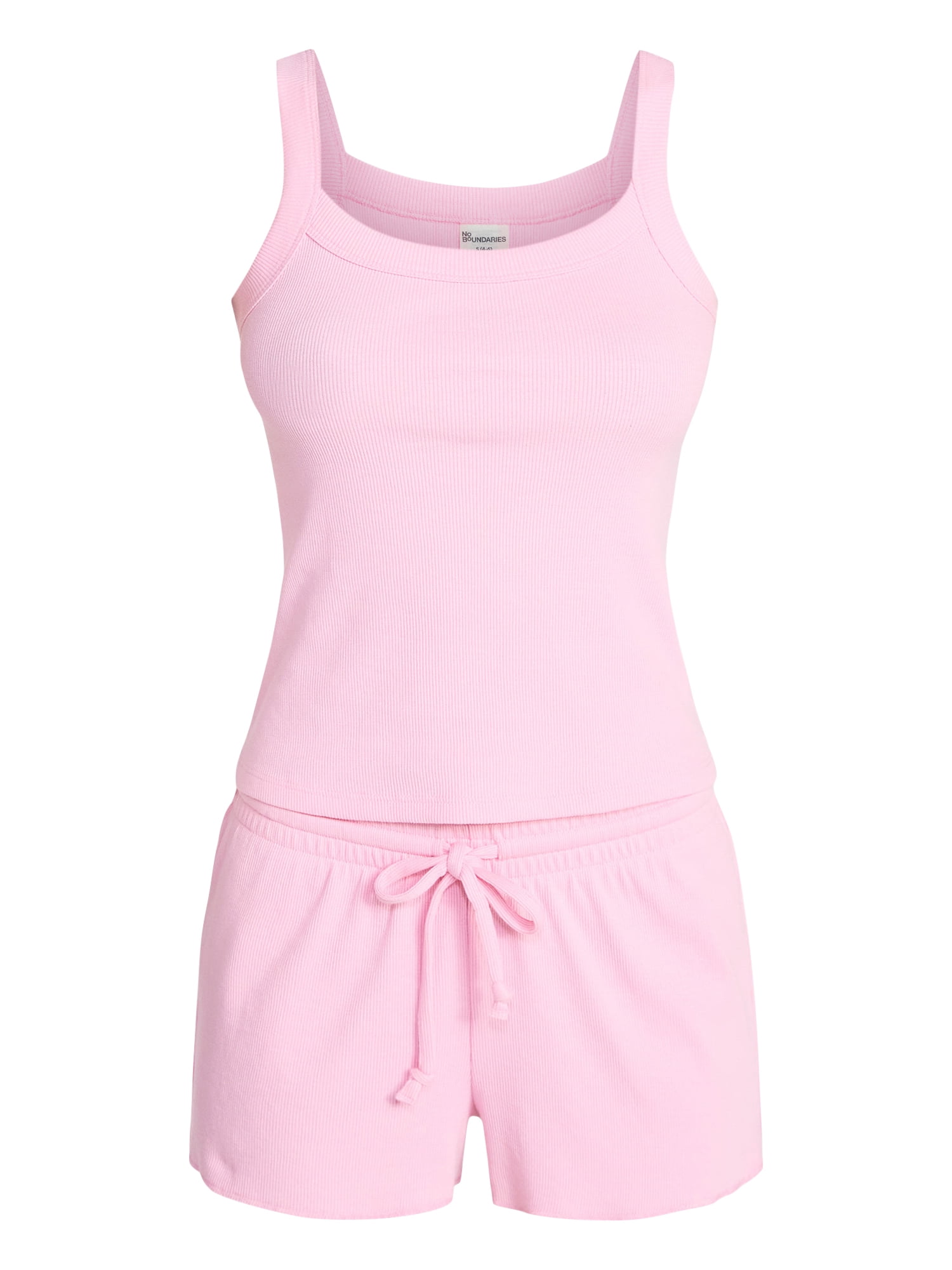 No Boundaries Sleep Ribbed Tank and Shorts Set, 2-Piece, Women’s XXS-3X