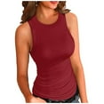 thumbnail image 2 of TANGNADE Women Tank Top Sleeveless Basic Cami Top Shirt Slim Knit Ribbed Racerback Blouse Red + S, 2 of 6