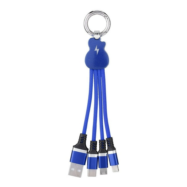 Cable de datos y cargador USB 3 en 1 universal con conector para iPhone y Android (azul)