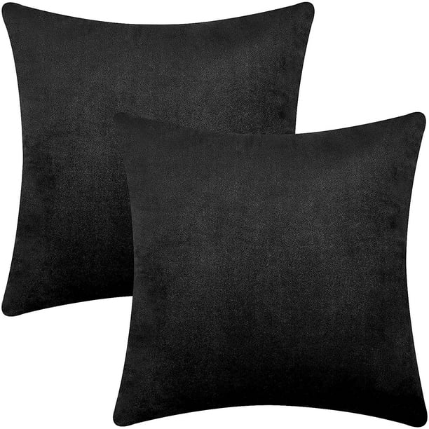BLEUM CADE 2 Pack Black Throw Pillow Covers，Solid Sofa Pillow Covers