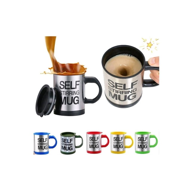 Taza batidora portátil de zumo y café con agitación automática, color rojo