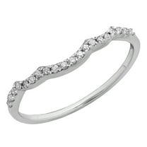 Dazzlingrock Collection 0.12 CT Round White Diamond Wedding Band for Her 10K White Gold, Size 8