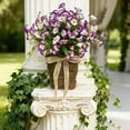 thumbnail image 4 of Artificial Morning Glory Hanging Basket Outdoor, UV Resistant Waterproof Faux Flower Decor for Porch Gate Fence, No Maintenance Realistic Home Garden Decor, 4 of 6