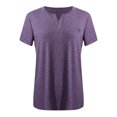 thumbnail image 4 of CFLVAEK Plus Size Cotton Gauze Shirts for Women Short Sleeve Pocket Blouses Loose Fitting Notch V Neck Tops Oversized Plain Color Moisture Wicking Exercise Shirt, 4 of 4