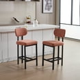 thumbnail image 3 of Dtwnek 2 Pack 26 inch Bar Stools with Black Metal Legs, Modern Upholstered Fabric Counter Height Barstools for Dining Room/Kitchen Island/Bar, Orange, 3 of 7