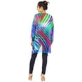 thumbnail image 5 of LA LEELA Women's Chiffon Summer Tropical Beach Loose Casual Bikini Tops Swimwear Cover up Kimono Beachwear Duster Cardigans for Women L-XL Colorful, Chevron Stripes, 5 of 5