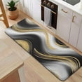 thumbnail image 5 of Black Marble Gold Wave Pattern Kitchen Rug Mat,Kitchen Runner Rugs Non Skid Washable,Decorative Kitchen Floor Mats for Kitchen,Sink,Laundry,17"x47.2", 5 of 7