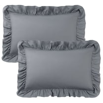 Unique Bargains Microfiber Ruffle Envelope Closure Pillowcases 2 Pcs Dark Gray King