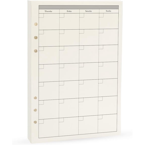 6 Ring Binder Refill, Undated A5 Planner Inserts, Monthly Planner Refill for Compatible with Filofax, Tracker Book, 45sheets/90pages, (A5 5.59 x 8.27'',Monthly)
